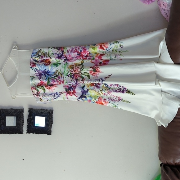 Joseph Ribkoff Floral High-Low Dress - White and Multicolor - Picture 5 of 14